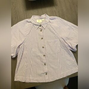 Anthropologie Maeve purple and white striped top size medium